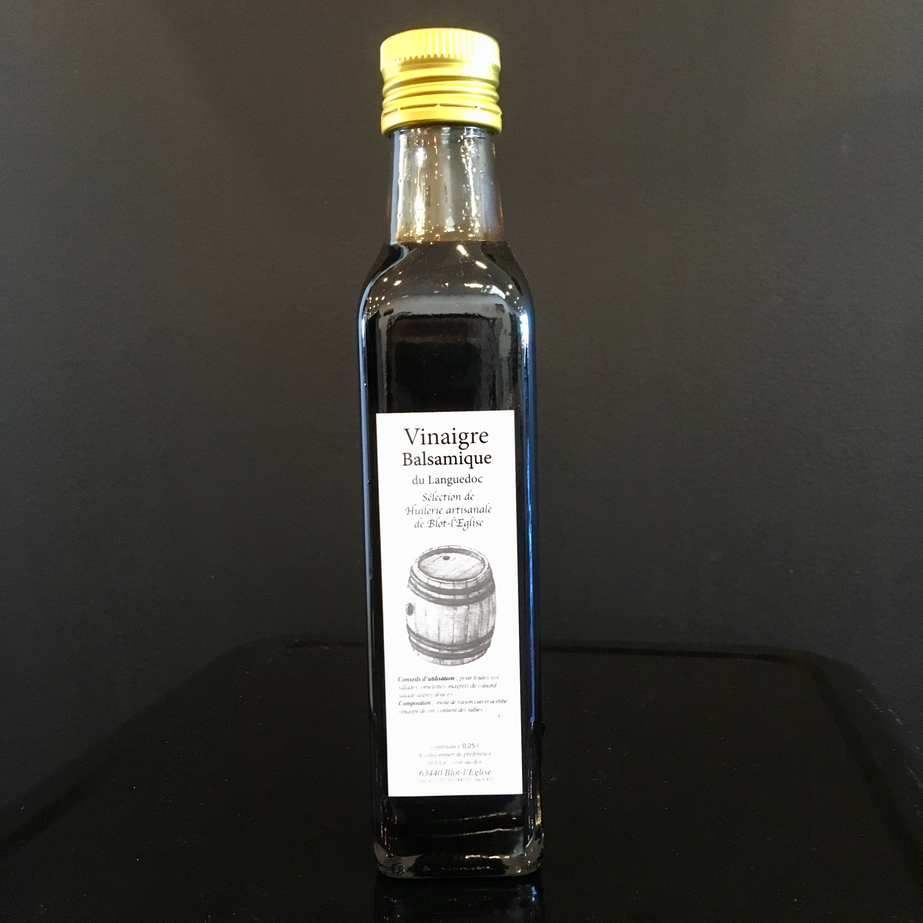 Vinaigre balsamique 25 cl - Huilerie de Blot : Picores'Y – Épicerie Aubière  : produits auvergnats, snacking